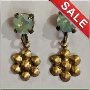 Sabika Pacific Opal London Drops With Gold Petal Flower Dangle